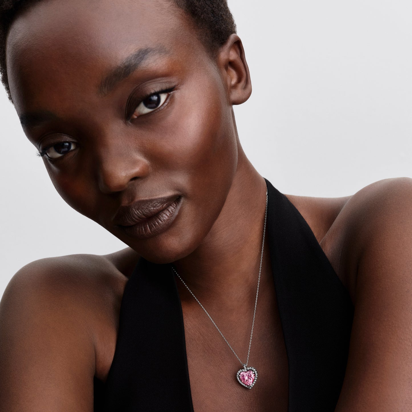 Pink Halo Heart Collier Necklace