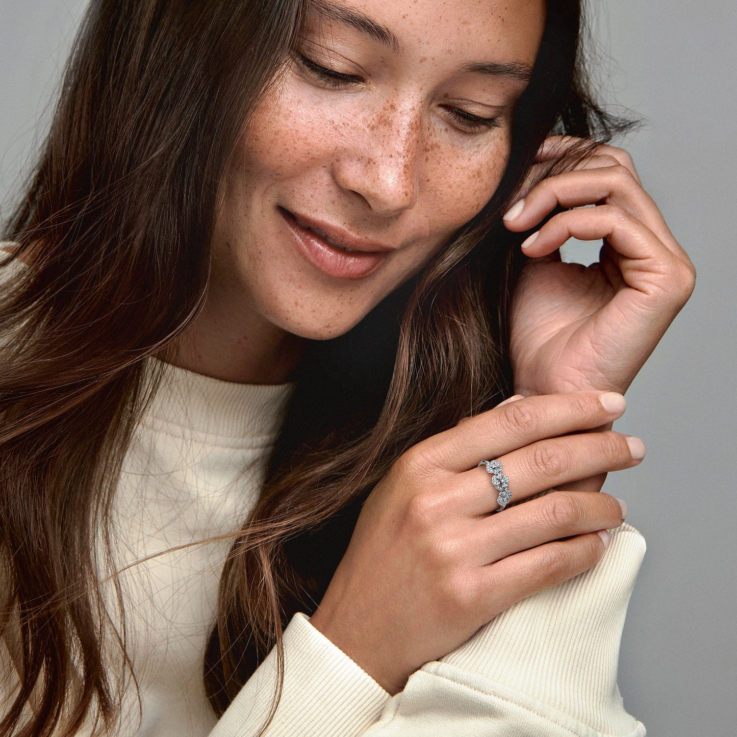 Triple Pansy Flower Ring