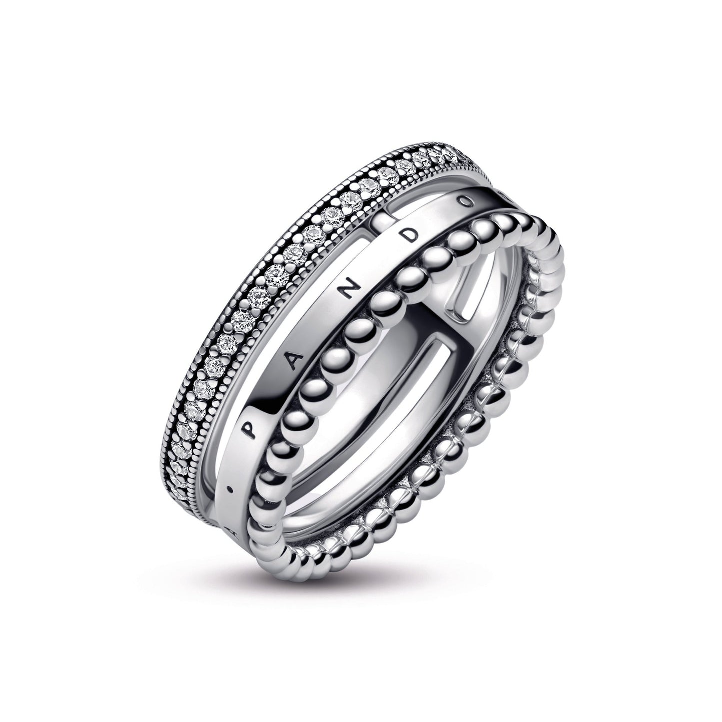 Pandora Signature Logo Pavé & Beads Ring