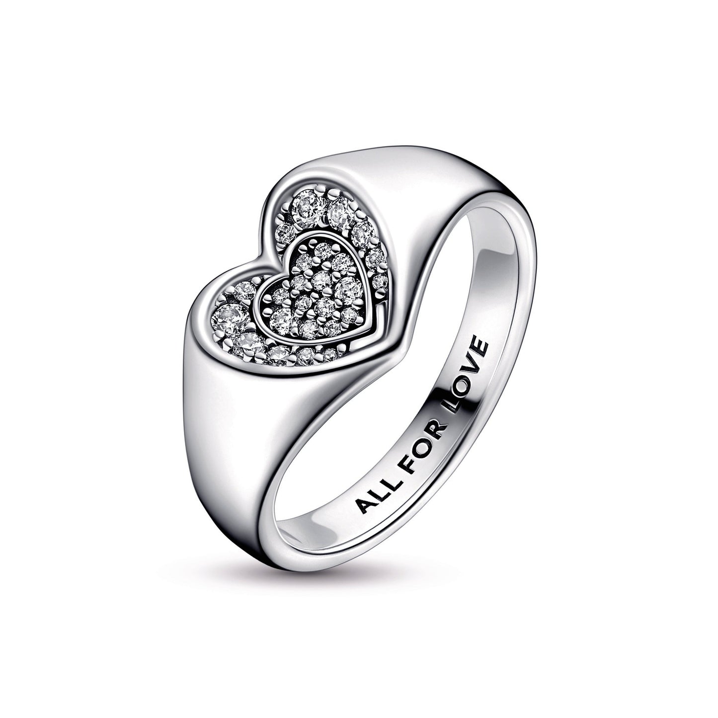 Radiant Heart Pavé Signet Ring
