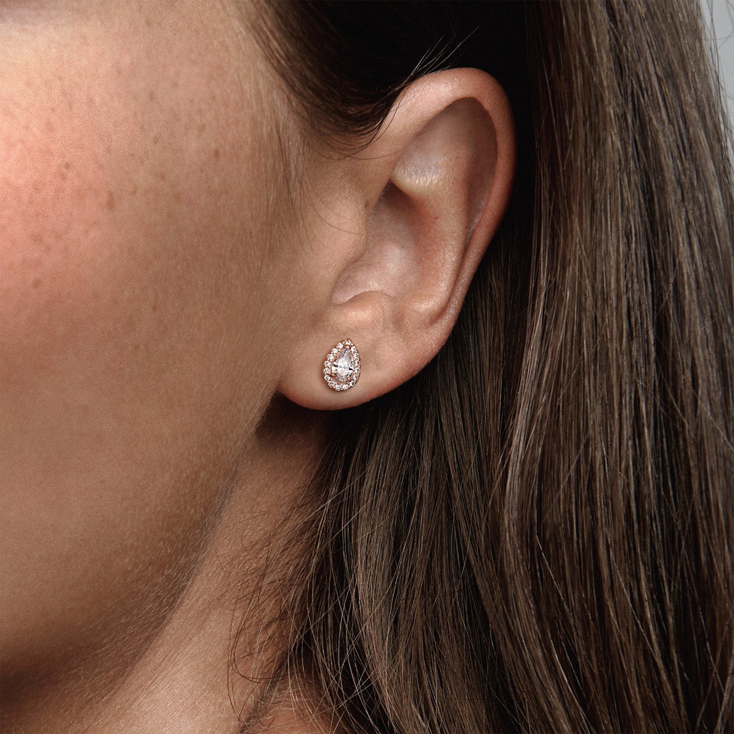 Teardrop Halo Stud Earrings