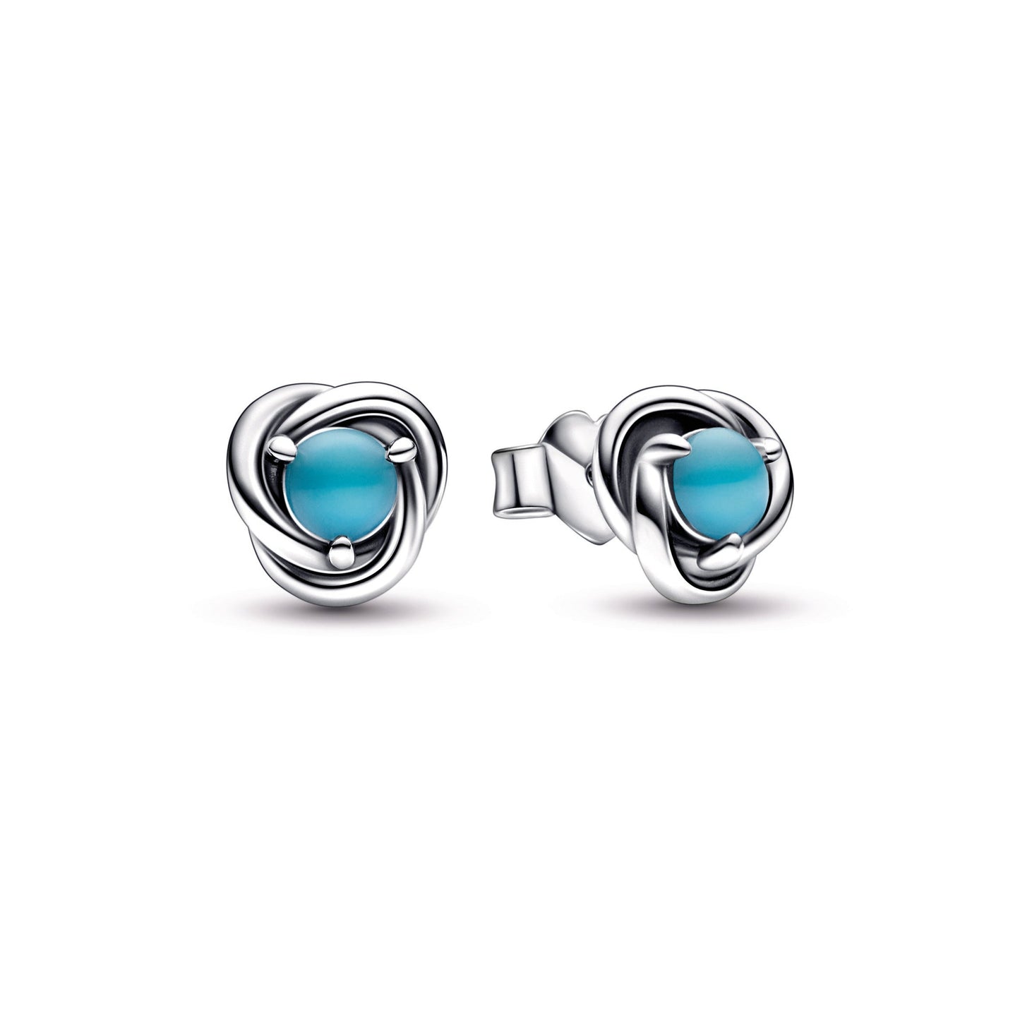 Turquoise Blue Eternity Circle Stud Earrings