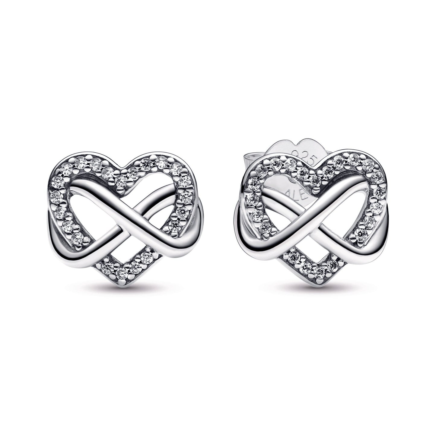 Sparkling Infinity Heart Stud Earrings