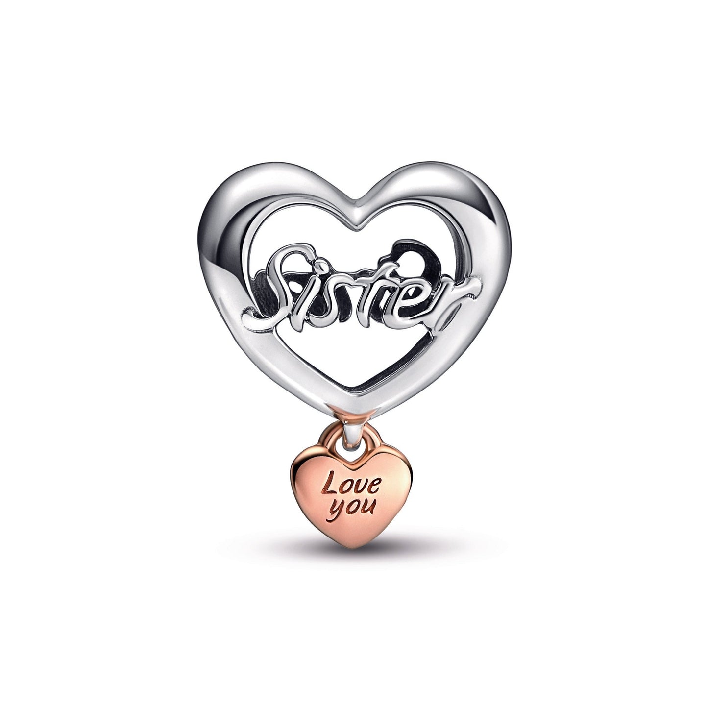Love You Sister Heart Charm