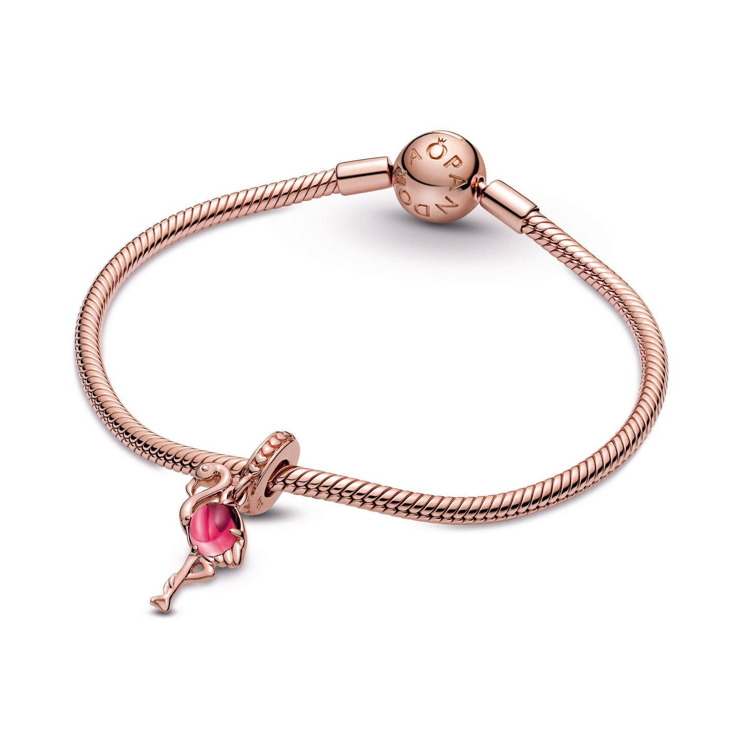 Pink Murano Glass Flamingo Dangle Charm