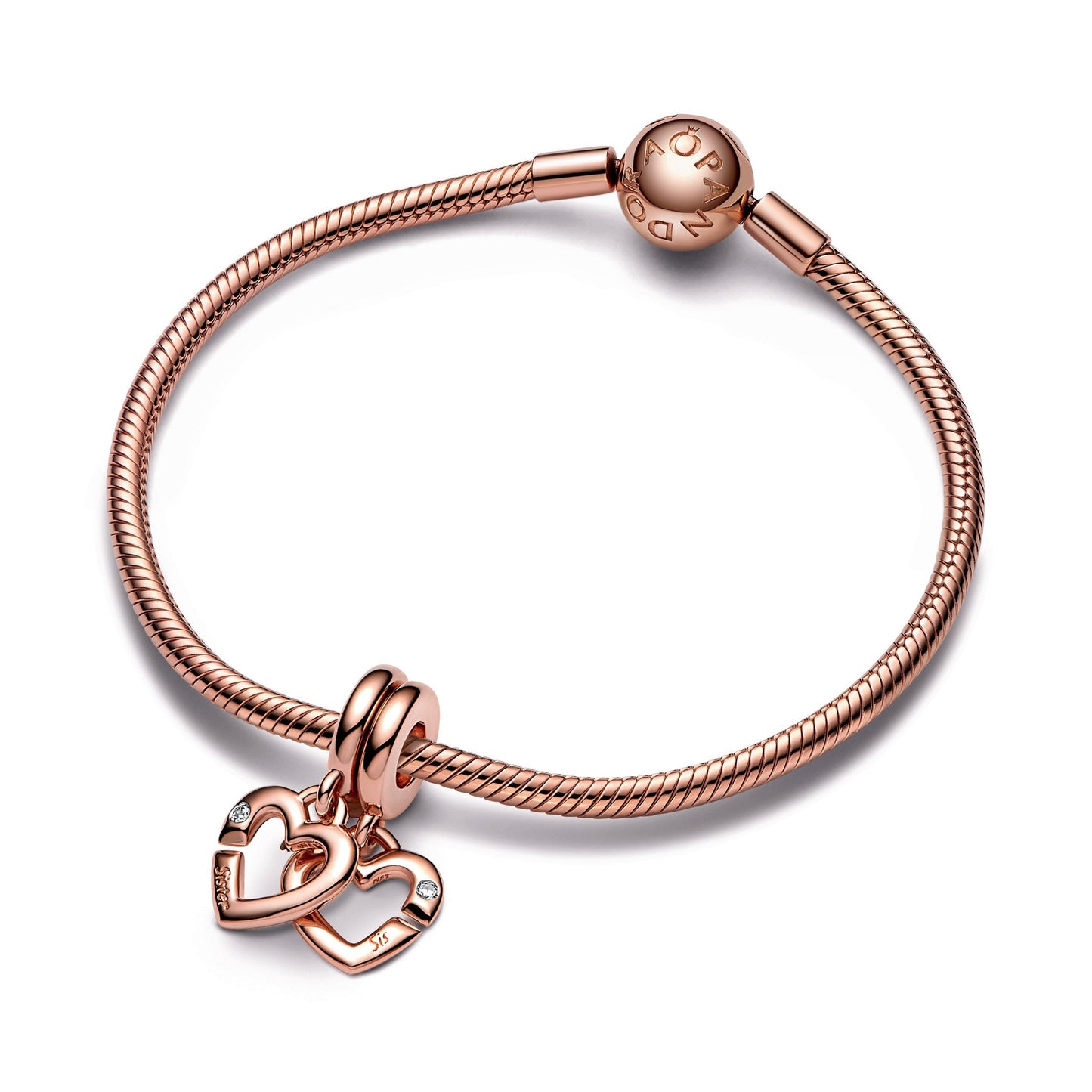 Linked Sister Hearts Split Dangle Charm