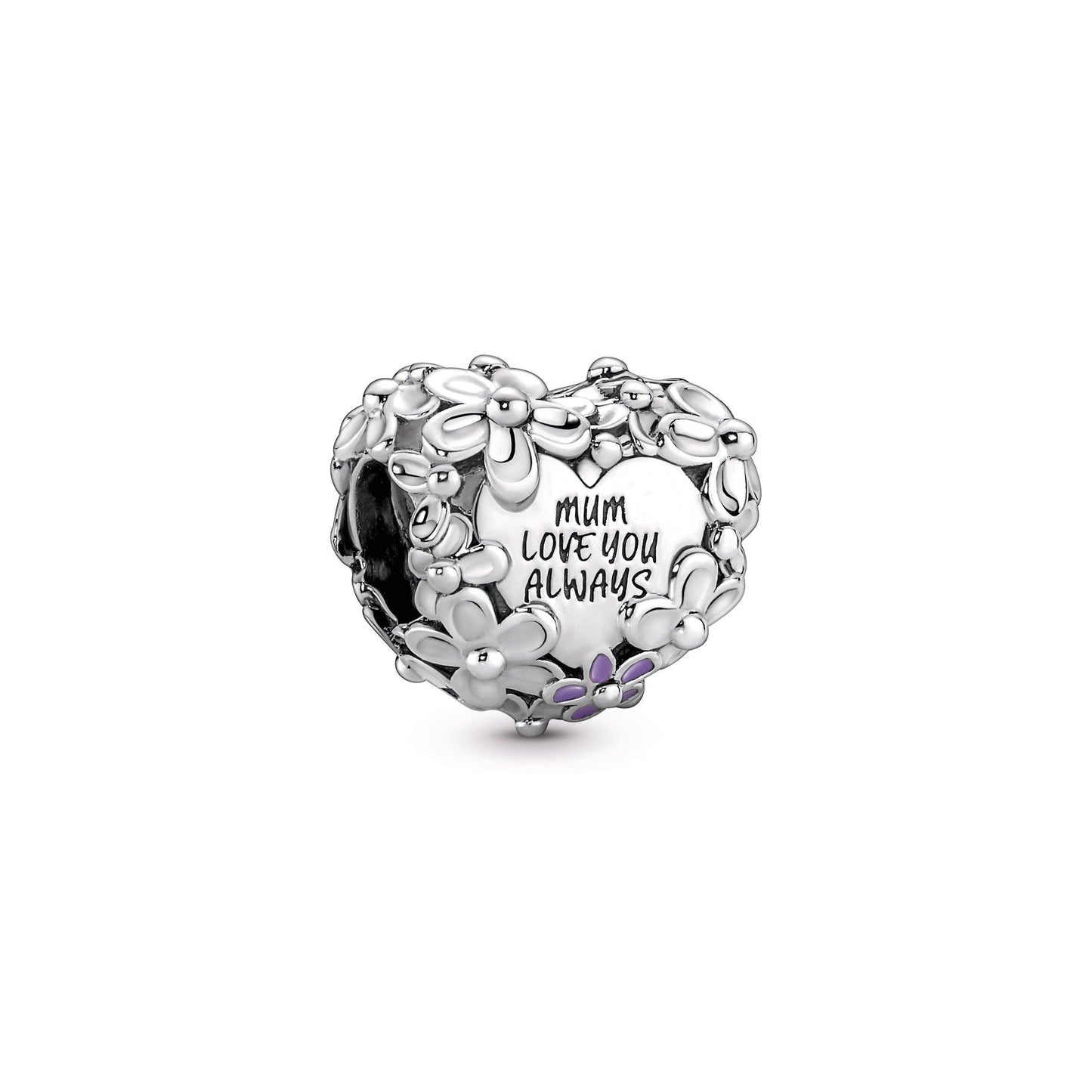 Mum Daisy Heart Charm