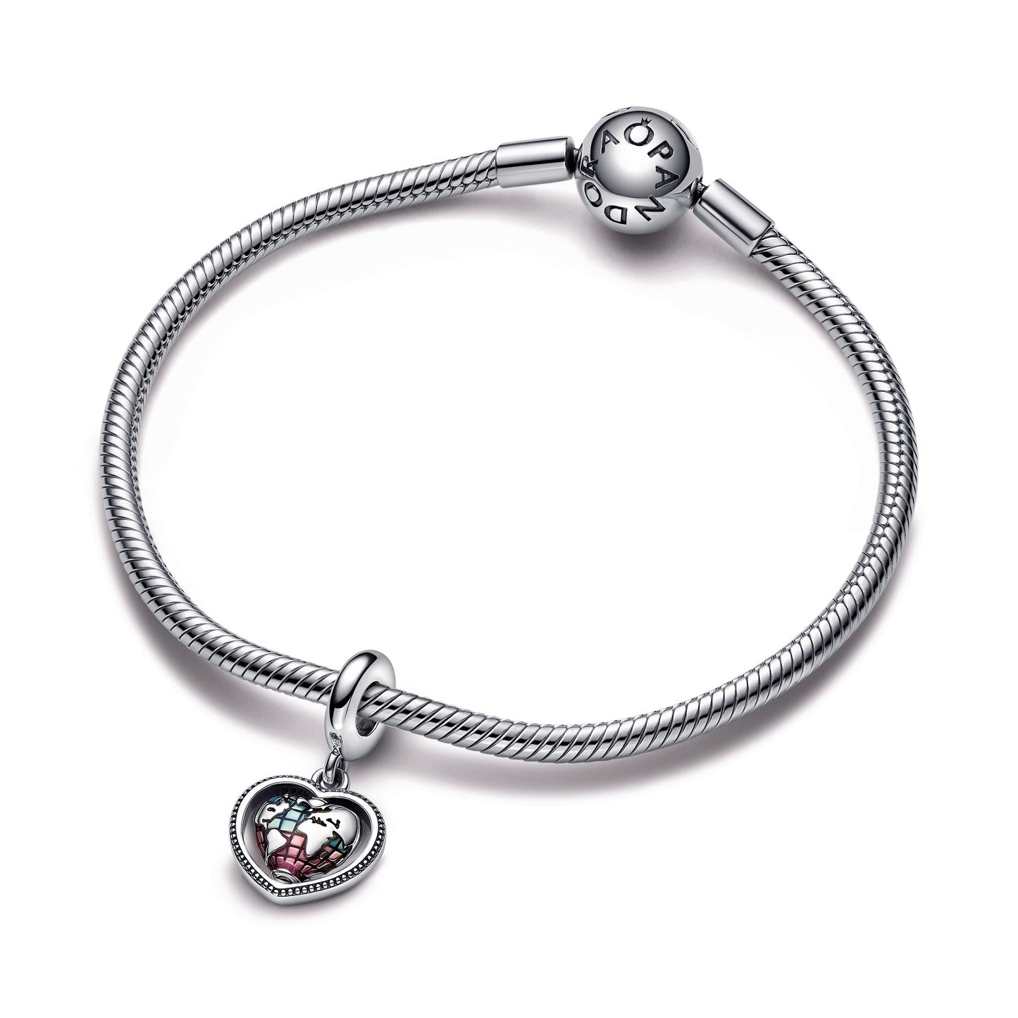 Family Spinning Heart Globe Dangle Charm