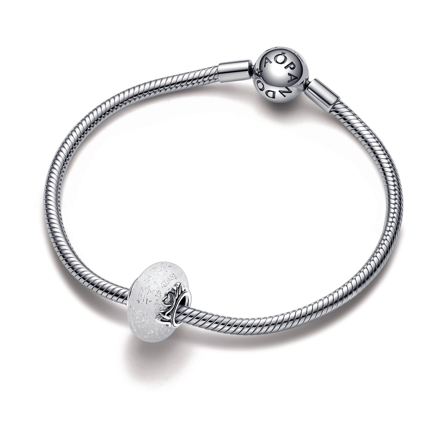 Glittery White Murano Glass Mum & Love Charm