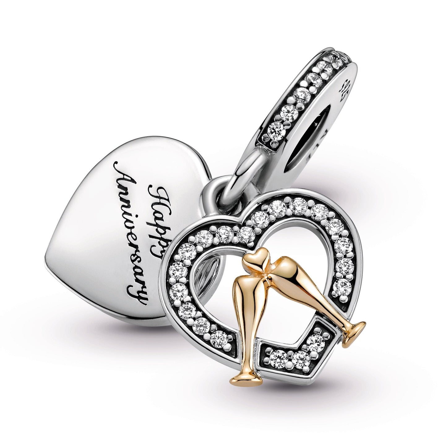Two-tone Happy Anniversary Dangle Charm