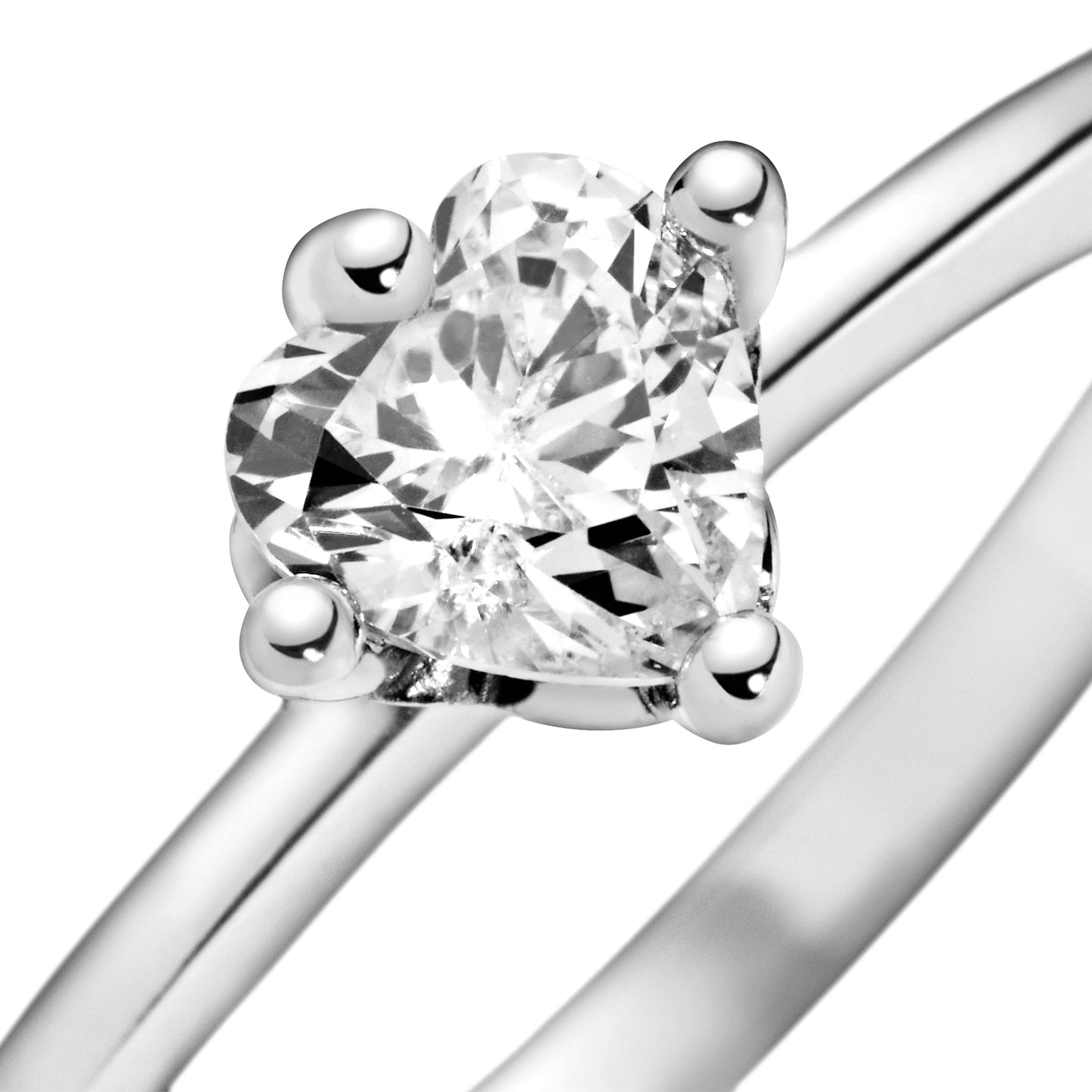 Clear Heart Solitaire Ring