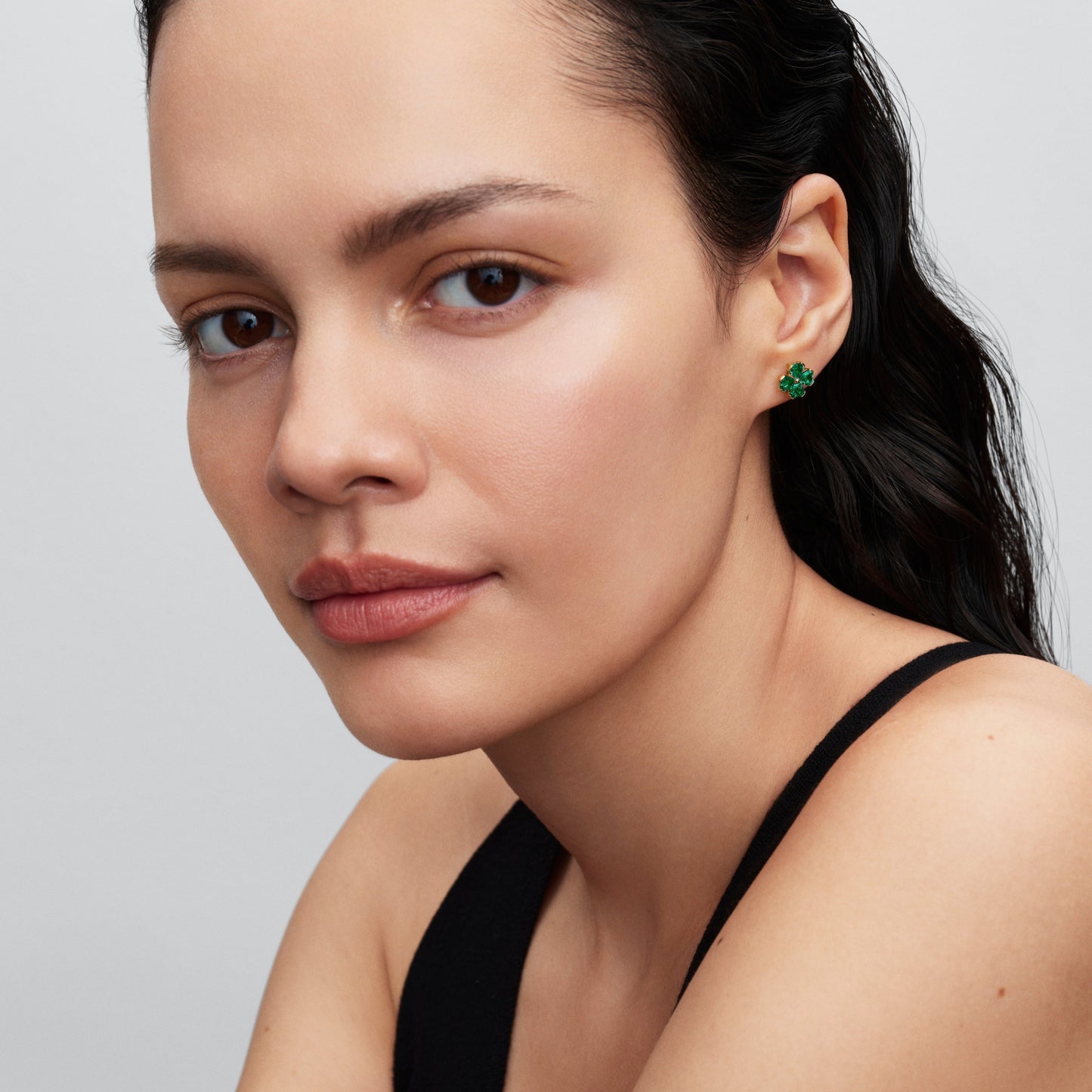 Green Lucky Clover Stud Earrings