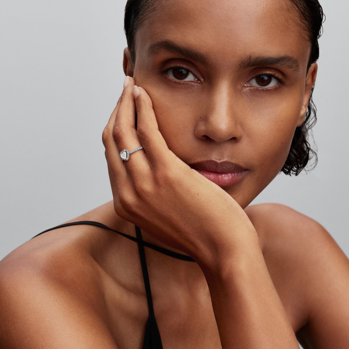 Elevated White Heart Ring