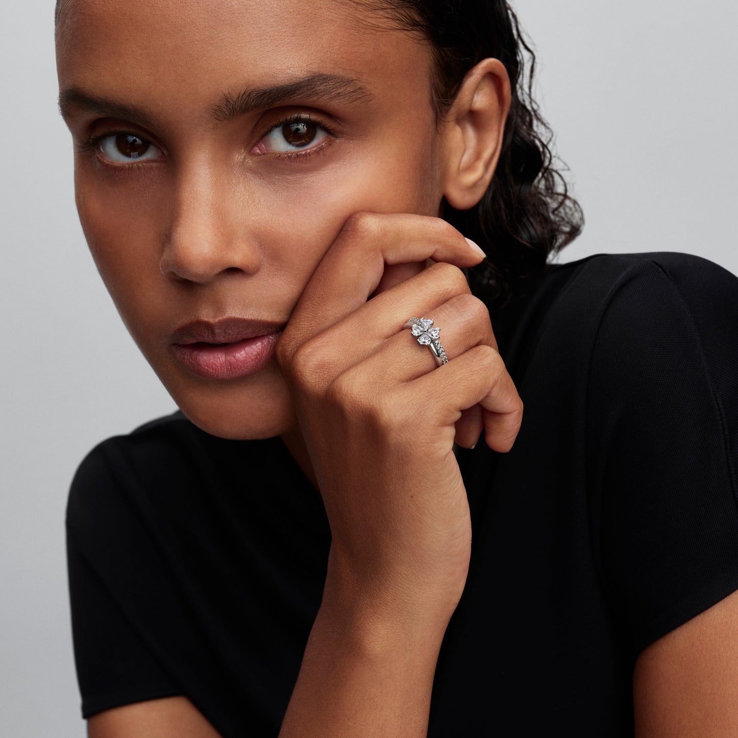 Sparkling Lucky Clover Splittable Ring