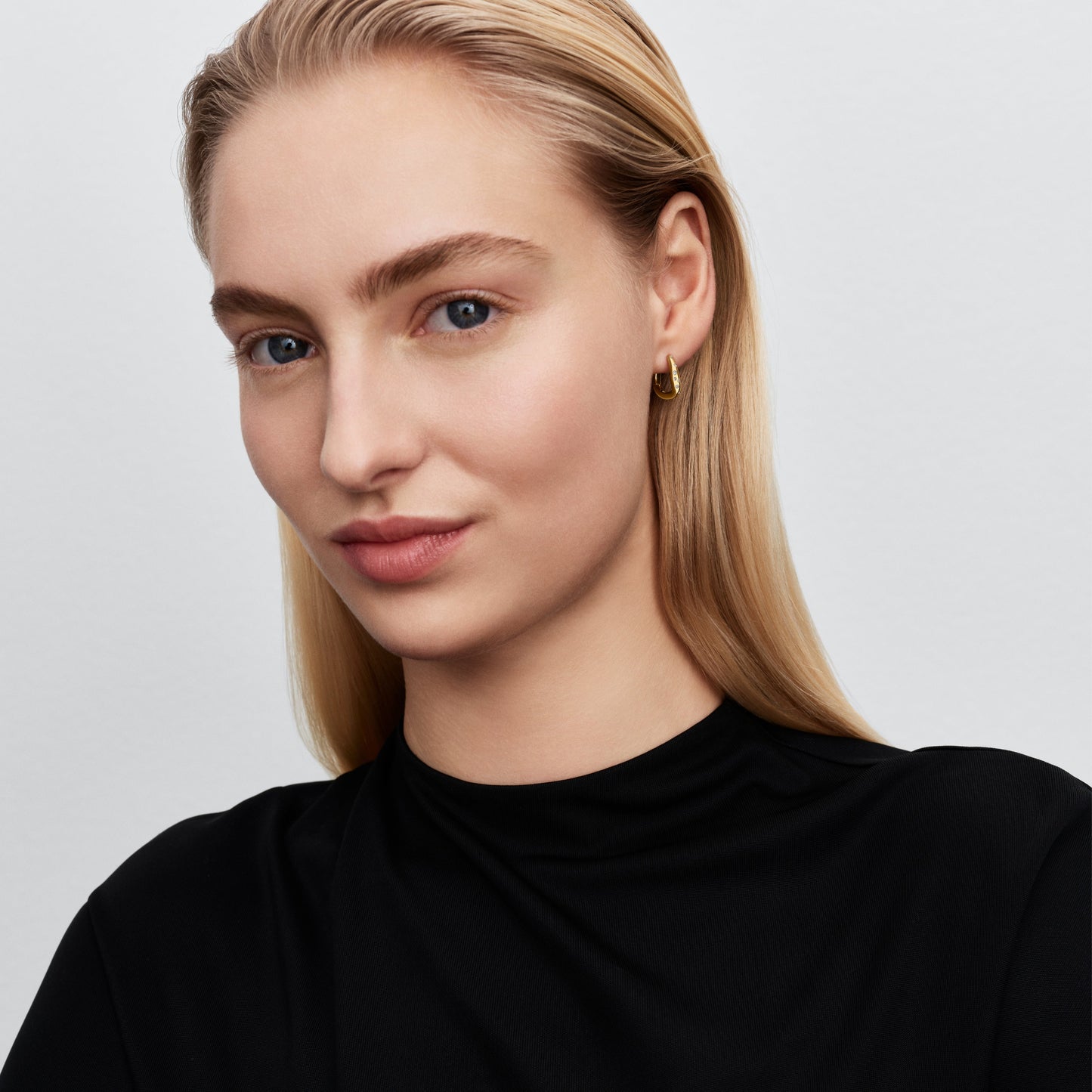 Organically Shaped Stone-Set Hoop Earrings