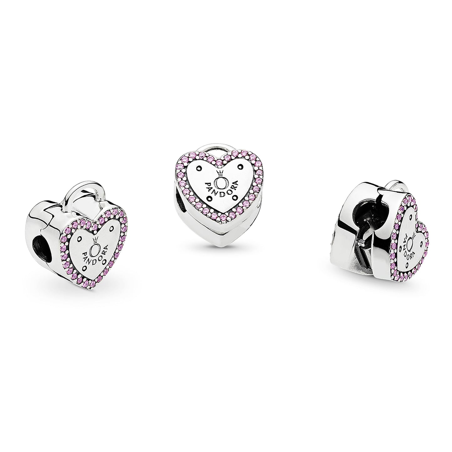 Pandora Logo Heart Padlock Clip Charm