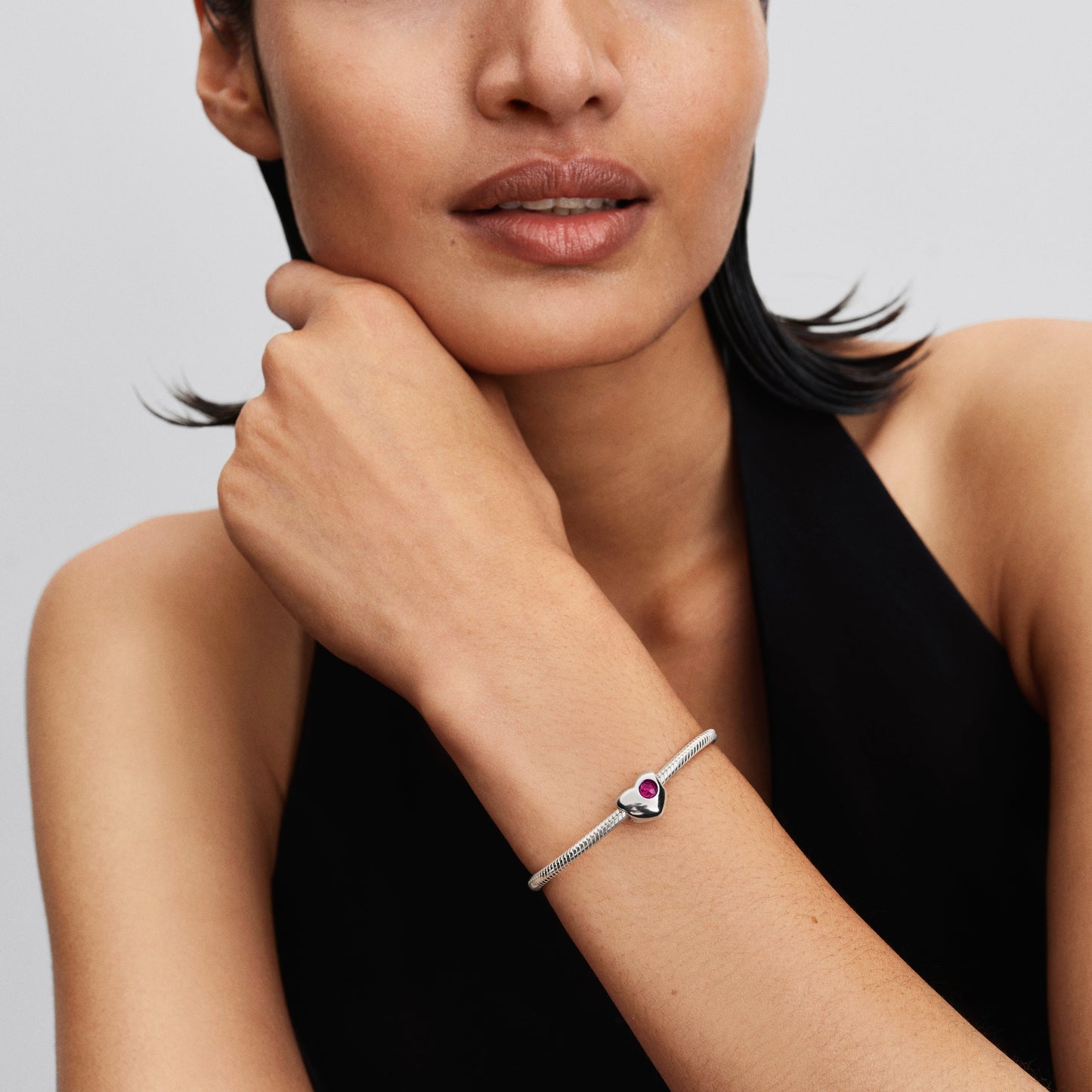 Engravable True Red Stone Heart Charm