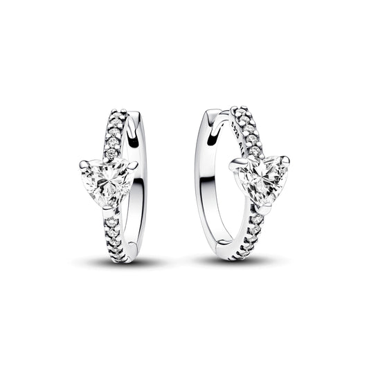 Sparkling Heart Hoop Earrings