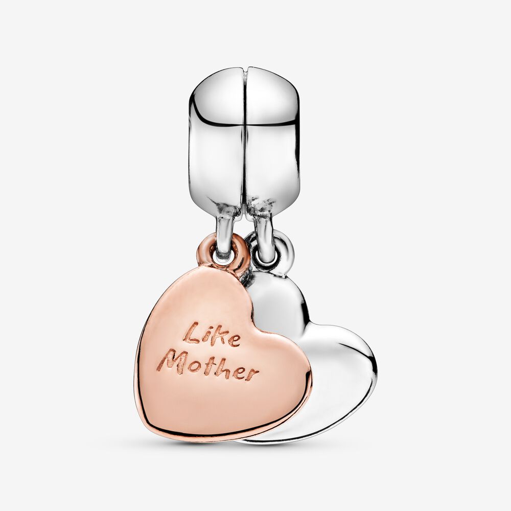 Mother & Daughter Heart Split Dangle Charm