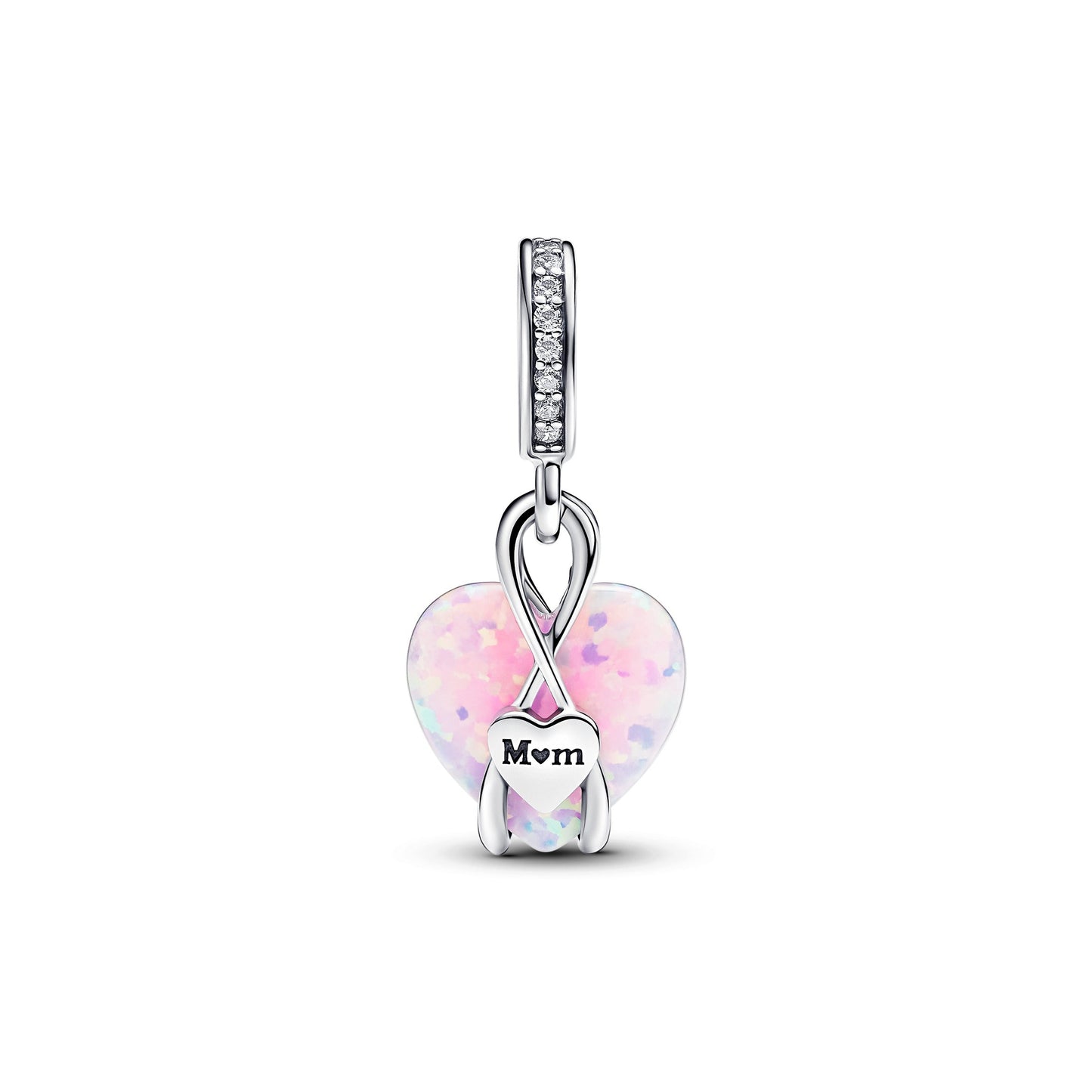 Mom Opalescent Heart Dangle Charm