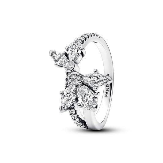 Sparkling Asymmetrical Herbarium Cluster Ring
