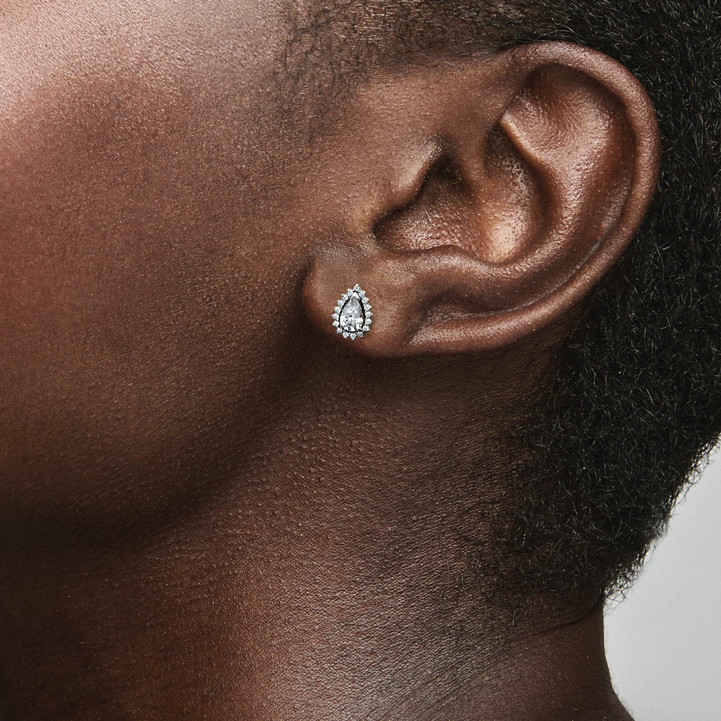 Sparkling Pear Halo Stud Earrings