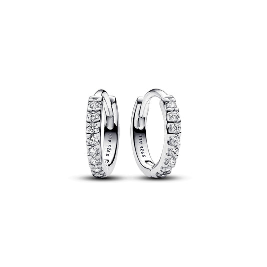 Sparkling Huggie Hoop Earrings in Sterling Silver
