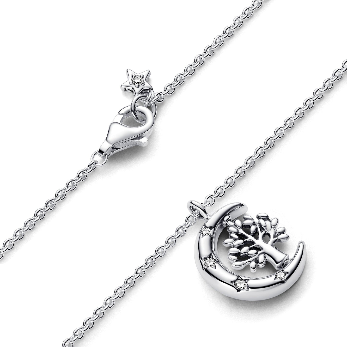 Moon & Spinning Tree of Life Pendant Necklace