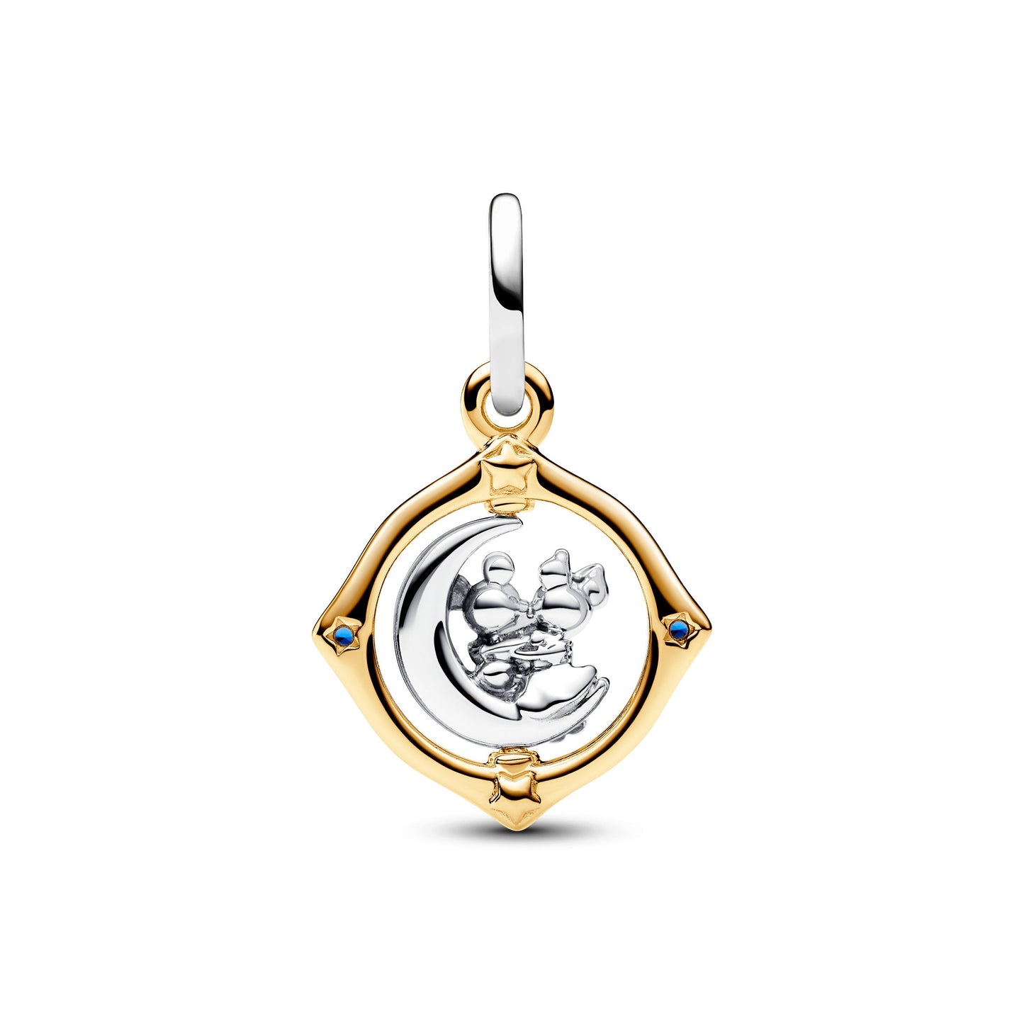 Disney Mickey Mouse & Minnie Mouse Two-tone Spinning Moon Dangle Charm