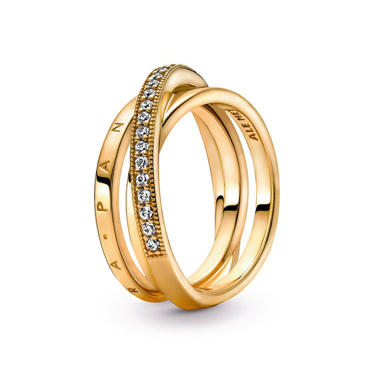 Crossover Pavé Triple Band Ring
