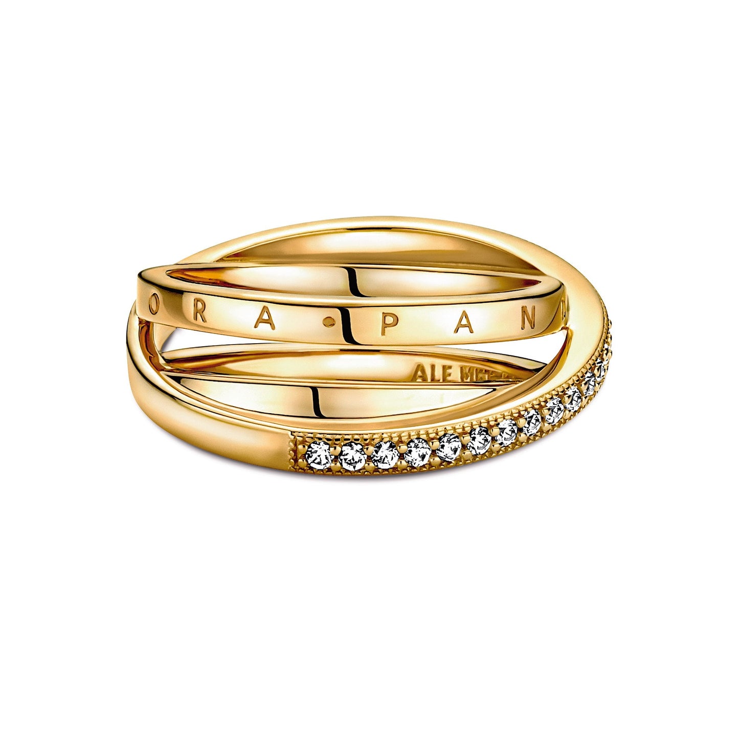 Crossover Pavé Triple Band Ring