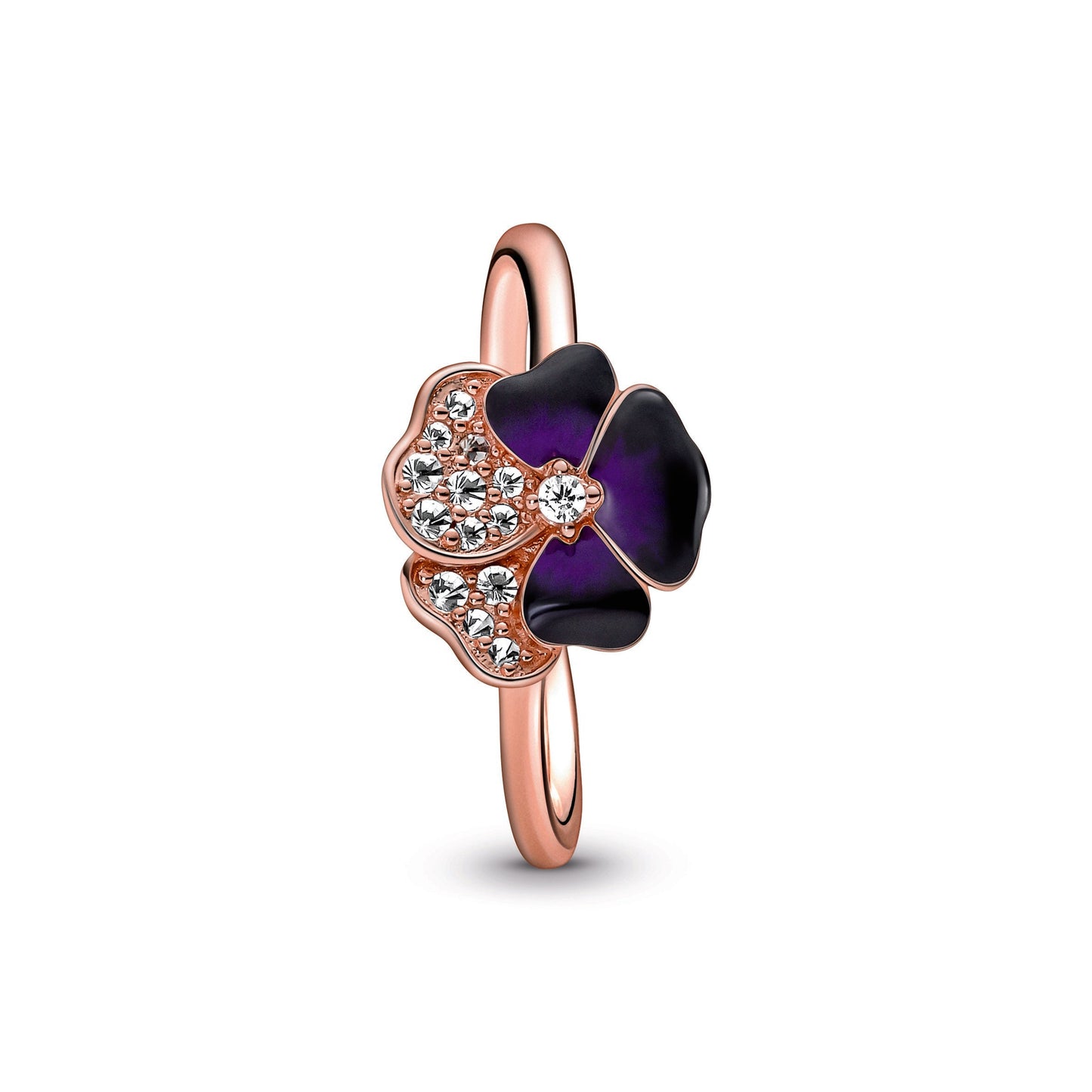 Deep Purple Pansy Flower Ring