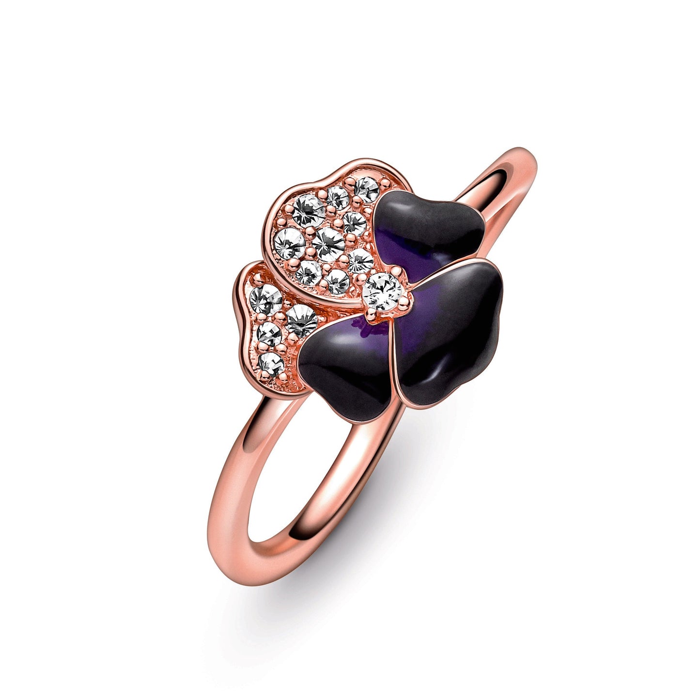 Deep Purple Pansy Flower Ring