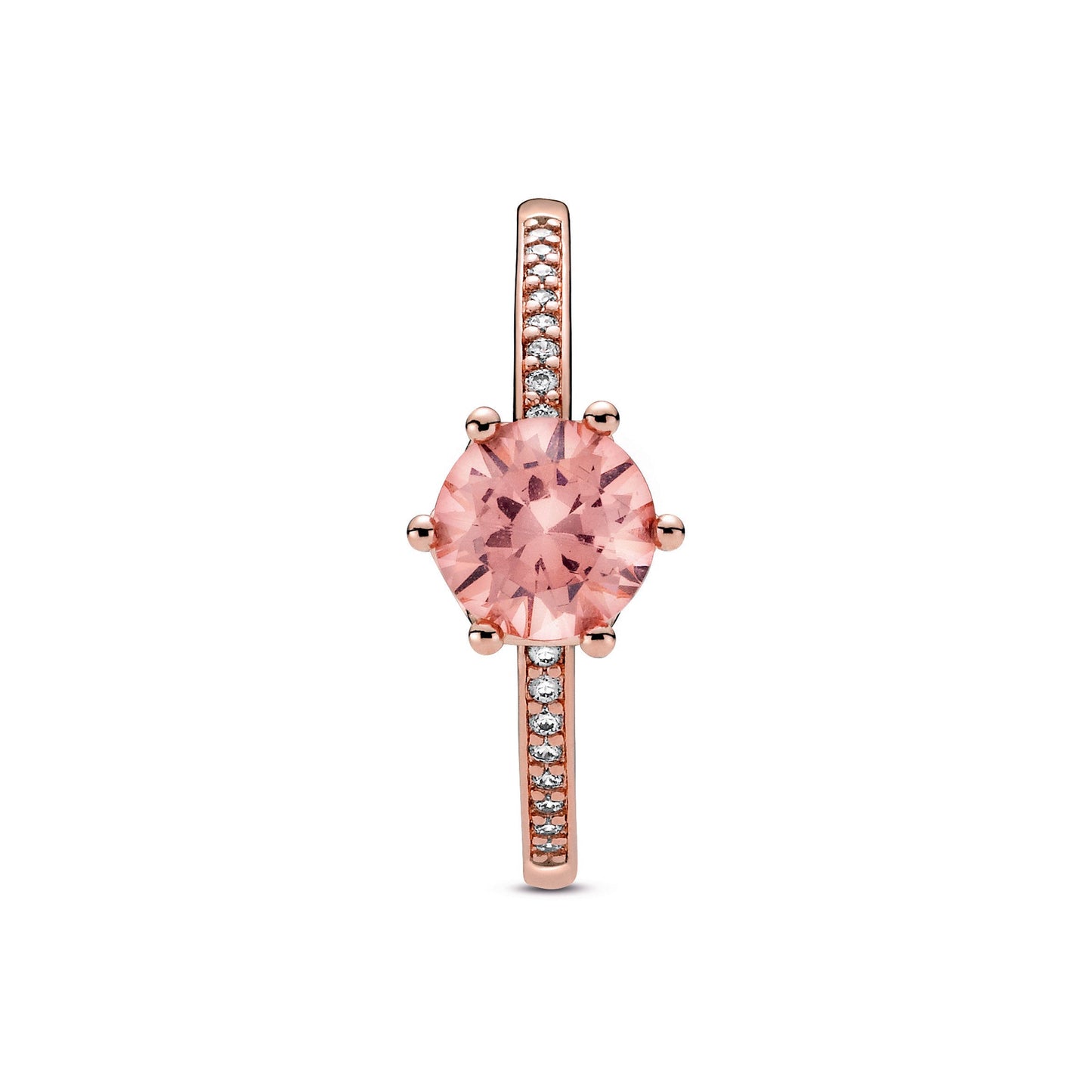Pink Sparkling Crown Solitaire Ring