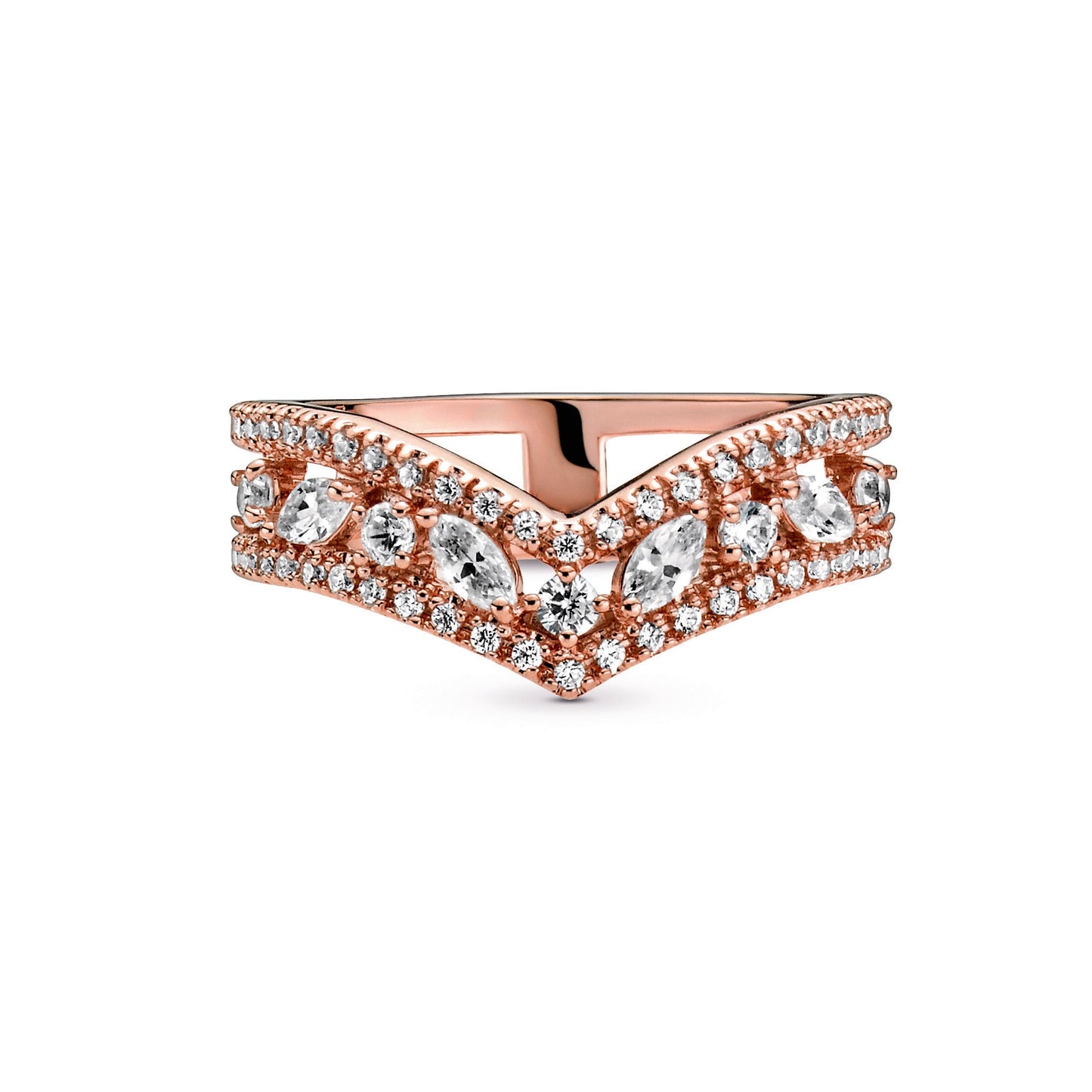Sparkling Marquise Double Wishbone Ring