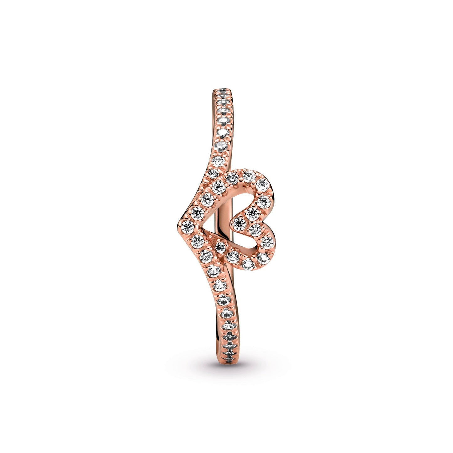 Sparkling Wishbone Heart Ring