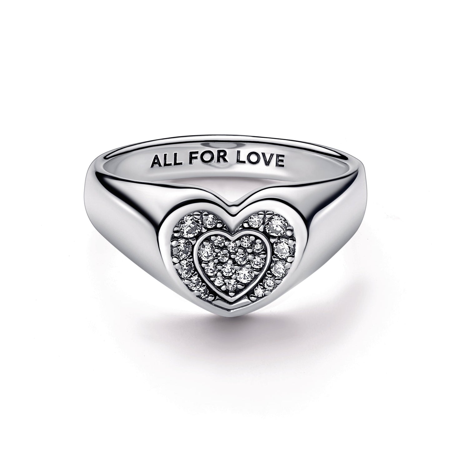 Radiant Heart Pavé Signet Ring