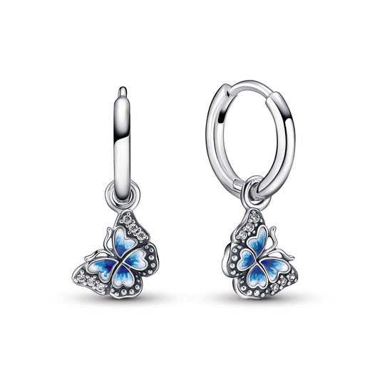 Blue Butterfly Hoop Earrings