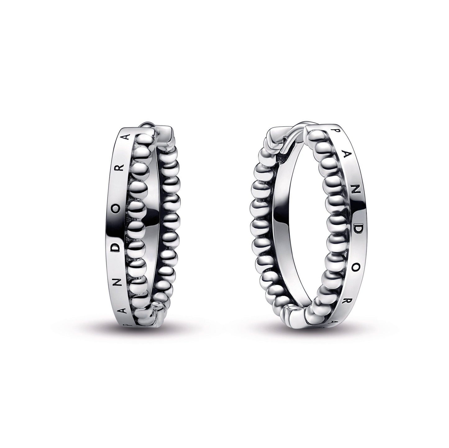 Pandora Signature Logo & Beads Hoop Earrings