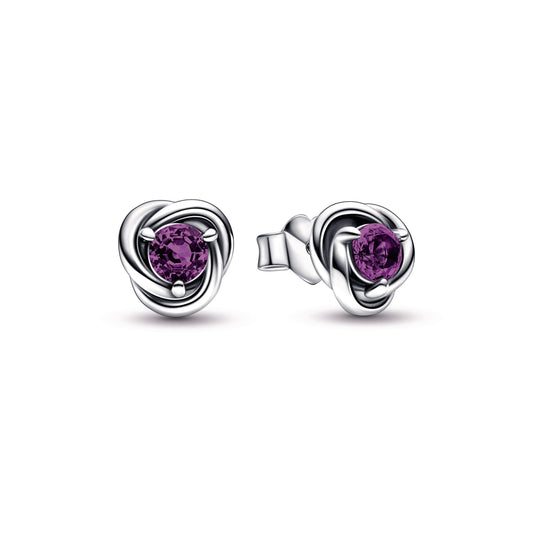 Purple Eternity Circle Stud Earrings