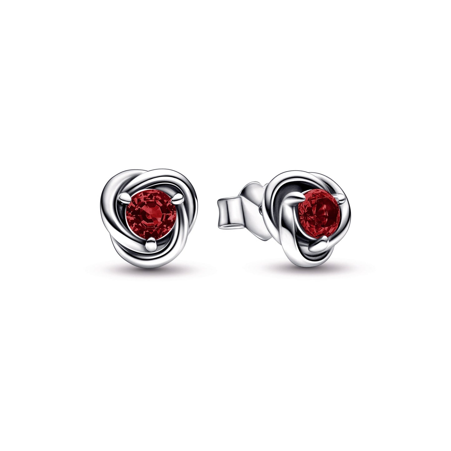 Red Eternity Circle Stud Earrings