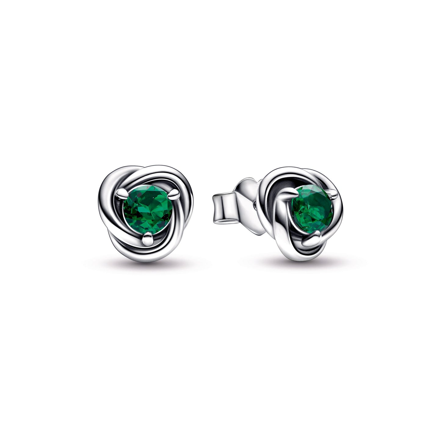 Green Eternity Circle Stud Earrings