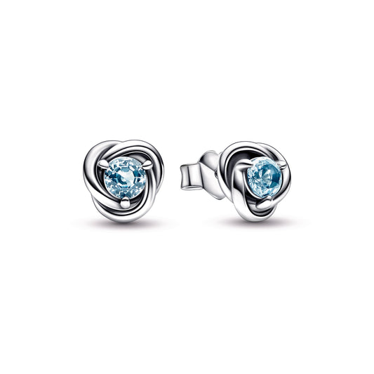 Sea Aqua Blue Eternity Circle Stud Earrings