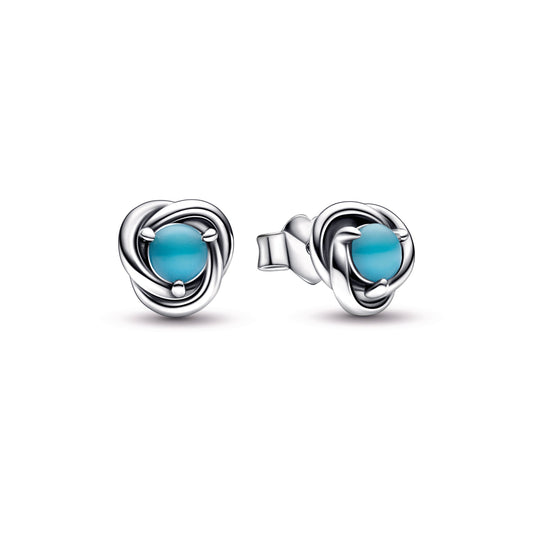 Turquoise Blue Eternity Circle Stud Earrings