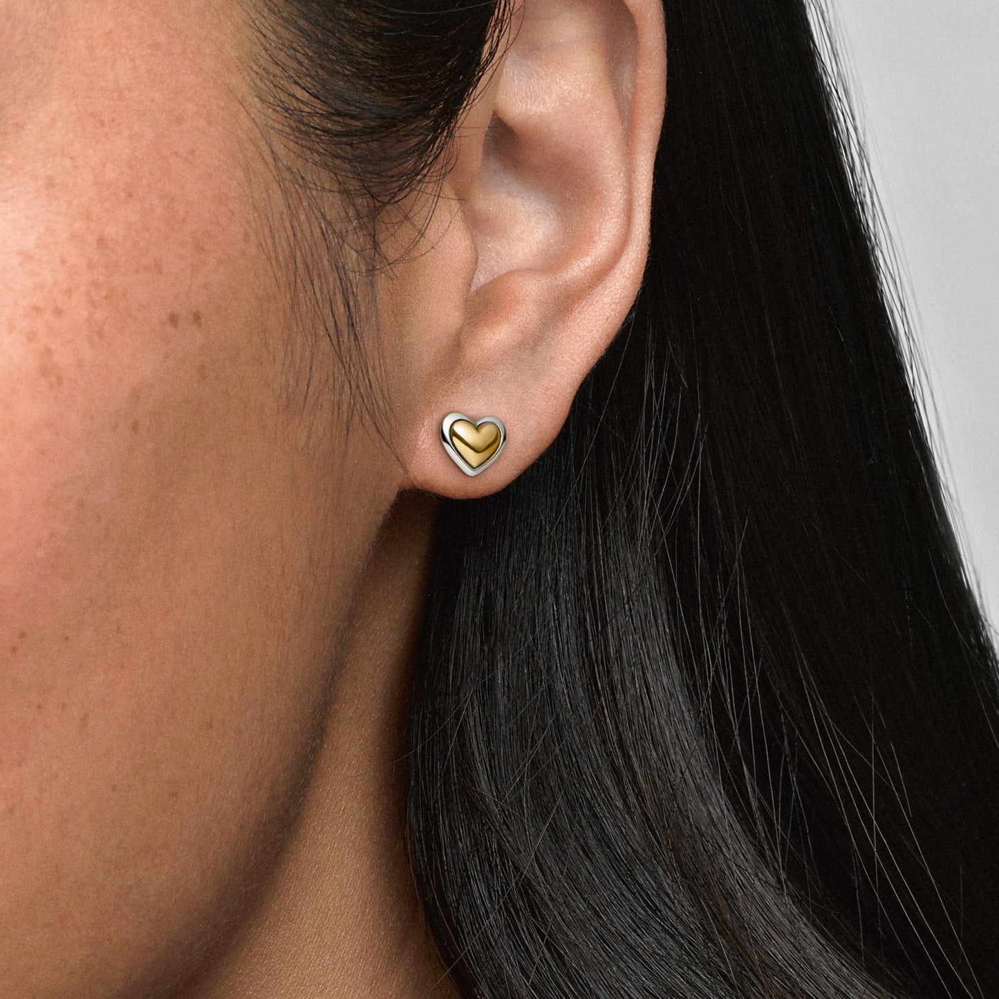 Domed Golden Heart Stud Earrings