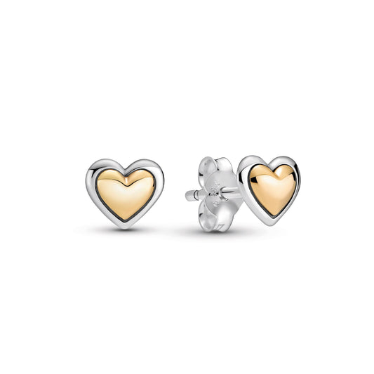 Domed Golden Heart Stud Earrings