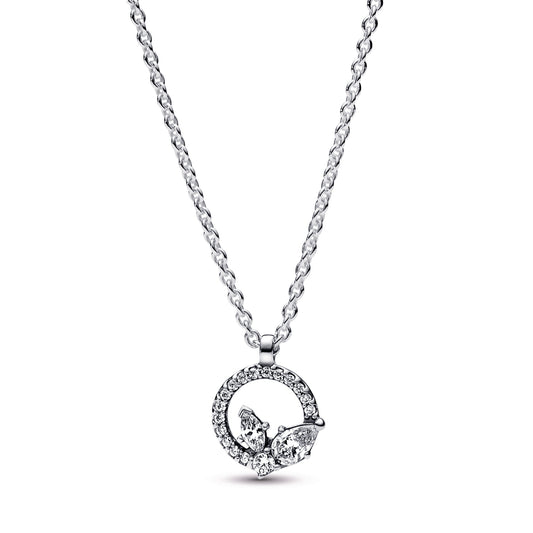 Sparkling Herbarium Circle & Cluster Pendant Necklace