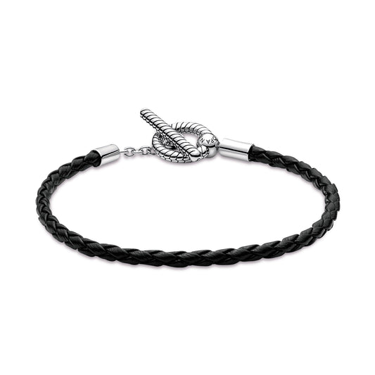 Pandora Moments Braided Leather T-bar Bracelet