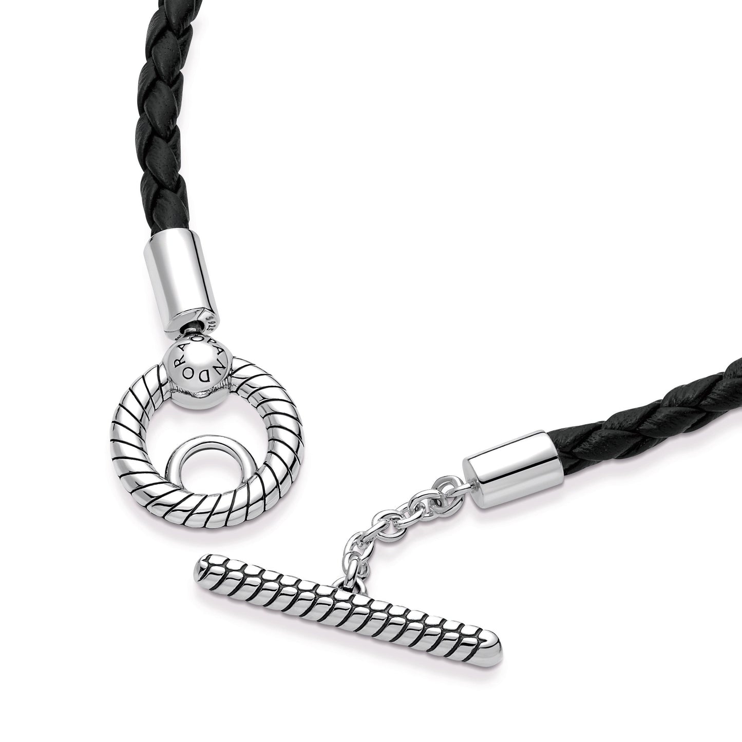 Pandora Moments Braided Leather T-bar Bracelet