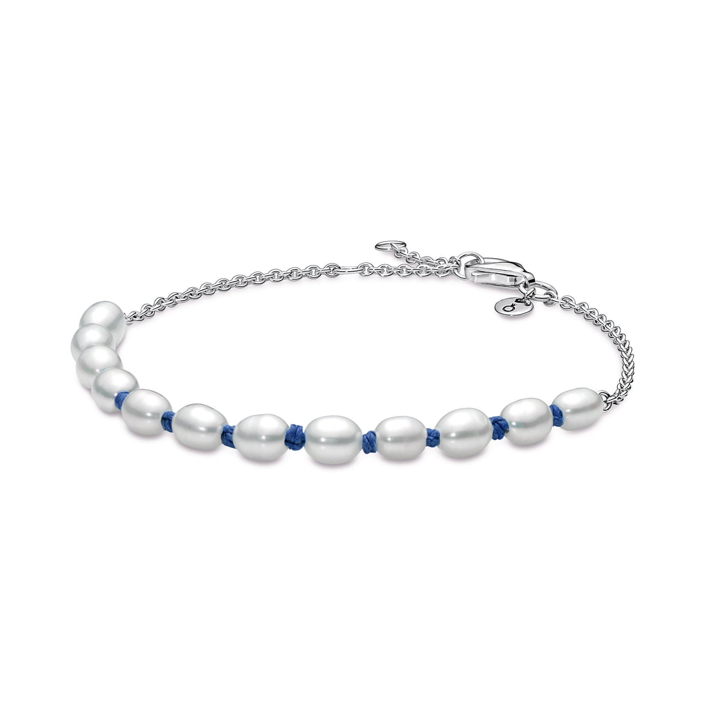 Freshwater Cultured Pearl Blue Cord Chain Bracelet